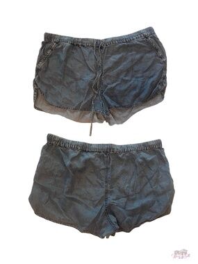 J.Crew Blue Denim Look Tencel Chambray Beach Shorts Elastic Waist XL